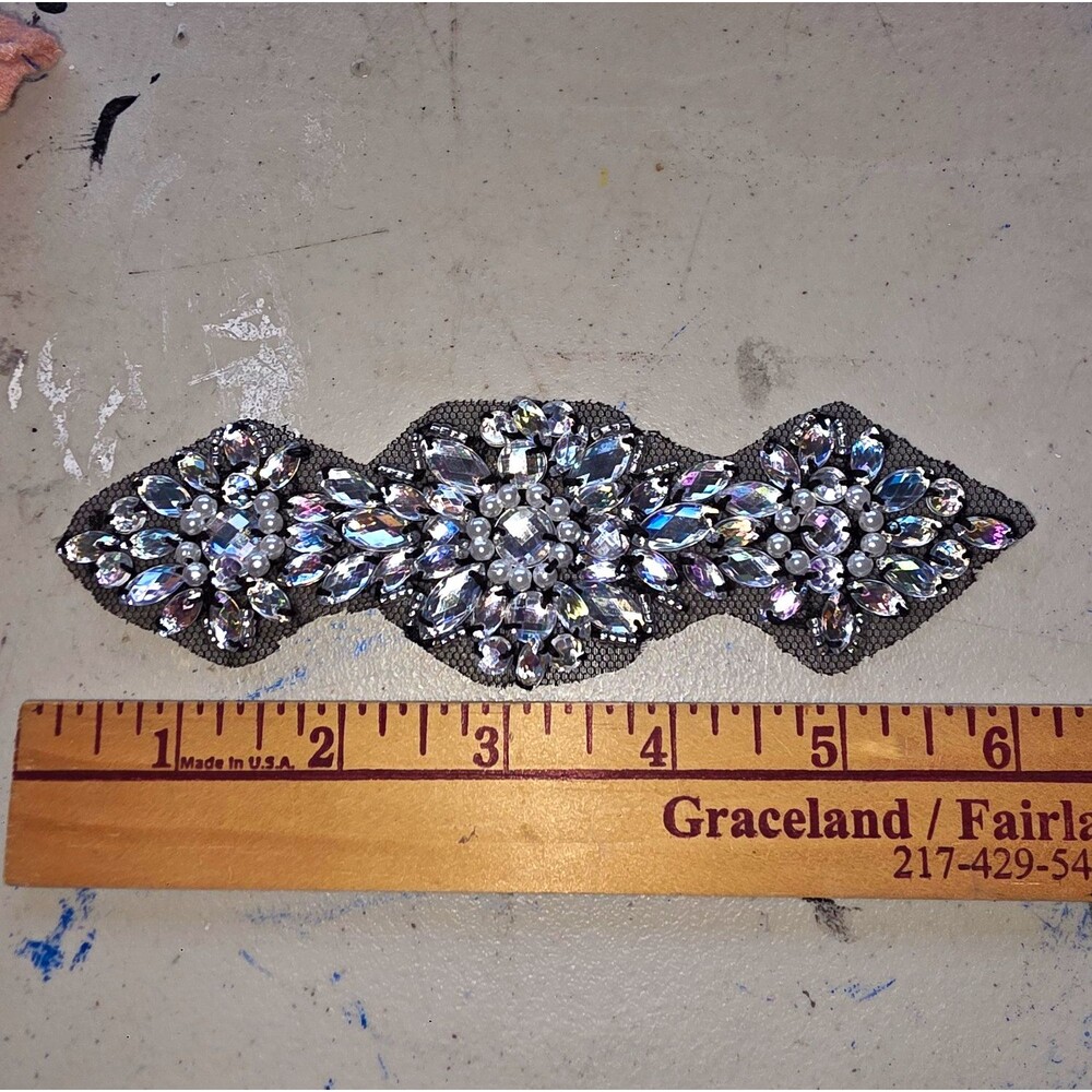 Sew-On Rhinestone Wedding Applique Embellishment Beaded Sewing Patch